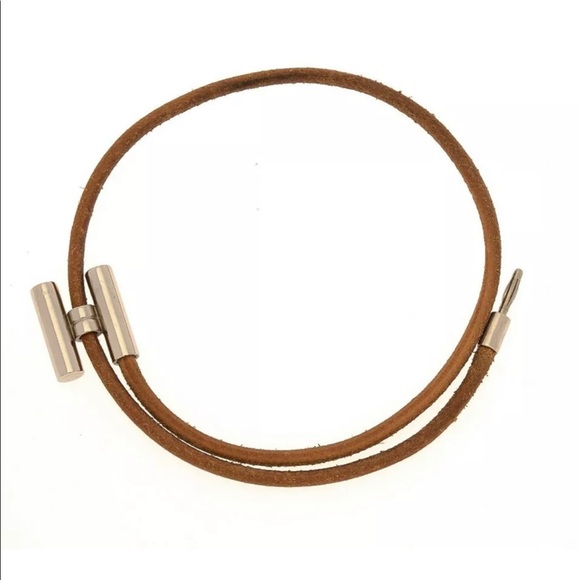 SOLD HERMES Tournis Bracelet Double Tour Leather Silver - Picture 3 of 4
